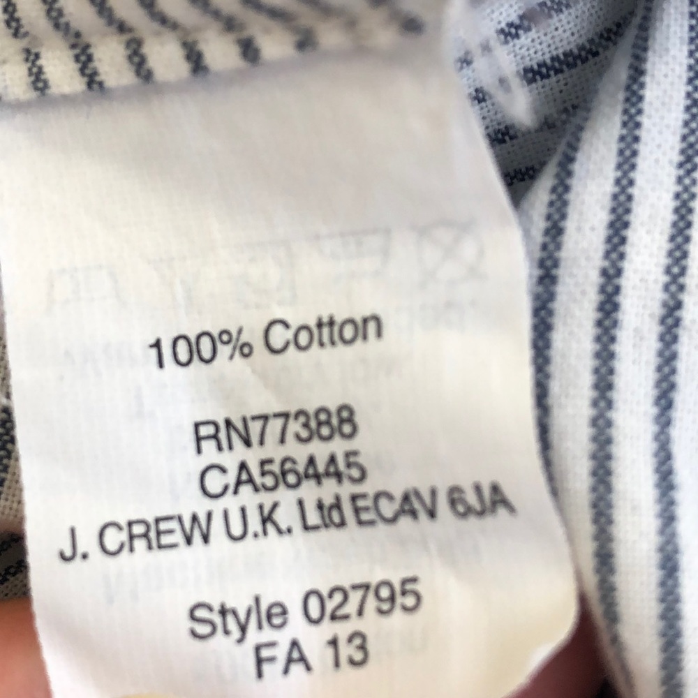 J Crew Gingham I Stripe Button Down Pullover Sz 8 - image 5